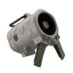 Johnny Stewart Executioner game caller, gray angled front view with speaker and folding legs