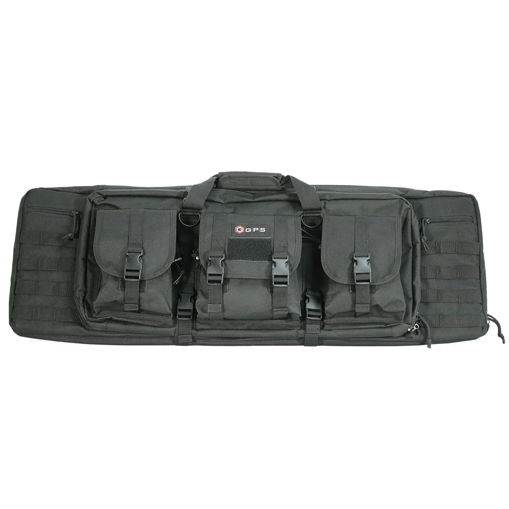 primary-45946 G-Outdoors Double Rifle Case, black soft case with carry handles, pockets and buckle straps
