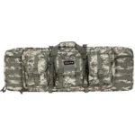 G-Outdoors Double Rifle Case, camo front view with carry handles, pockets and straps