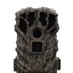 Gsm StealthCam Browtine Trail Camera, front view with tree-bark camouflage housing and lens