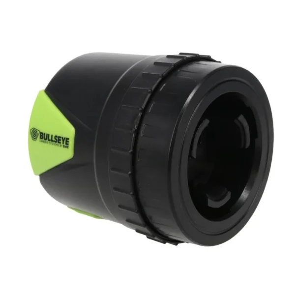 Gsm SME Bullseye Spotting Scope Camera, black angled front view with green side panel