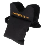 GSM Muddy Window Shooting Bag, black front view with V-shaped rest and orange Muddy logo