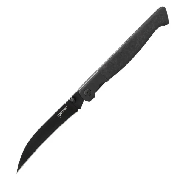 Cold Steel 60 Series Specter Folding Knife open side view with black hawkbill blade and handle