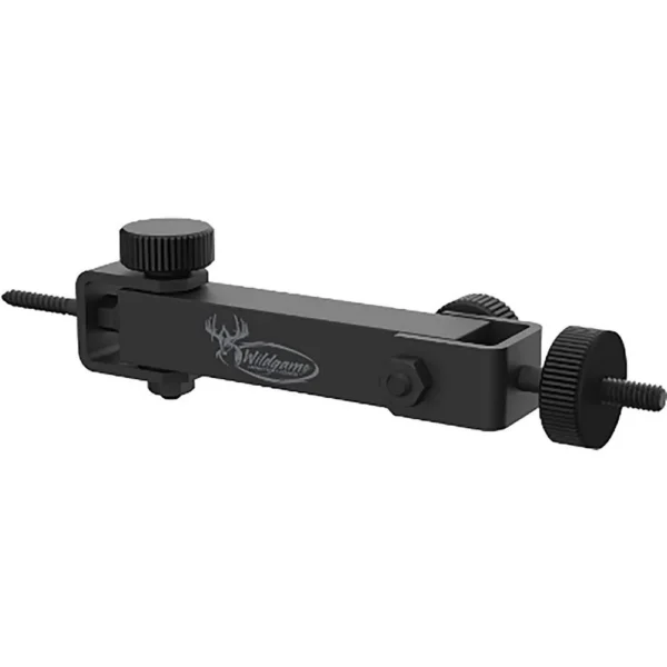 Gsm Wildgame Innovations ECO Mount, black side view with adjustment knobs and threaded ends