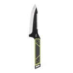 SOG Knives Terragrip Camp Knife, black drop point blade and green-accented handle, side view