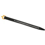 Gsm Muddy Stretch Straps black perforated strap with orange hook, angled top view