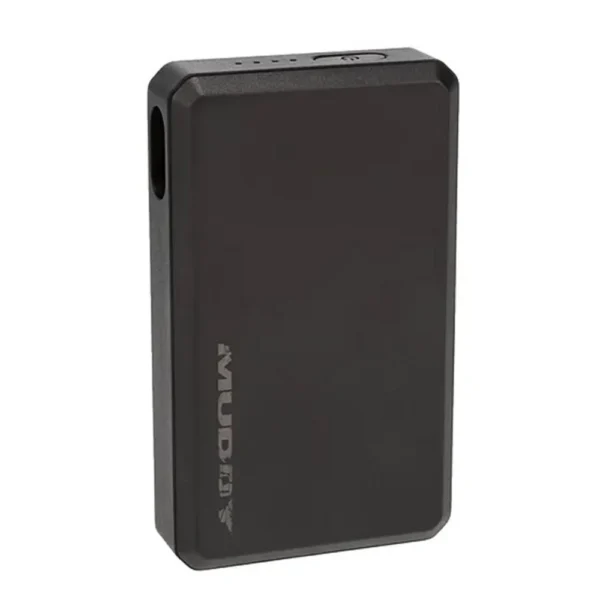 Gsm Muddy Heated Extra Battery Power Bank, black rectangular unit in angled front view