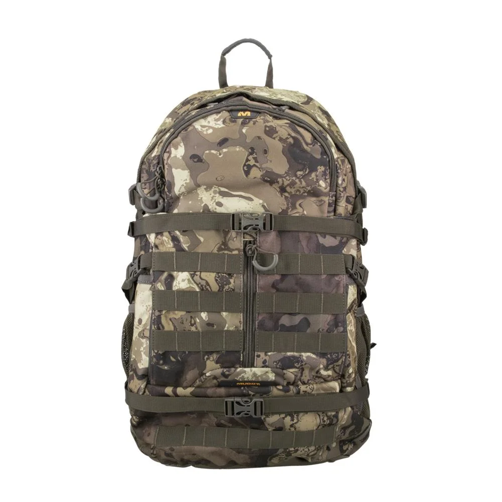 primary-46333 Gsm Muddy Pro Series 1300 Backpack, front view in Veil Canyon Grey camouflage with webbing