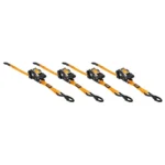 GSM Muddy Retractable Ratchet Straps, four orange and black straps with hooks