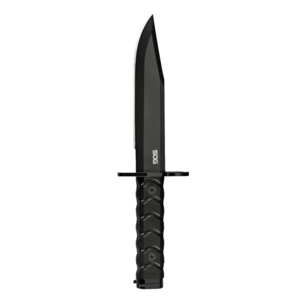 SOG Knives BAR15C, black fixed bayonet knife with clip-point blade and textured handle