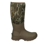 Gsm Muddy MTX Non-Insulated Boot, brown side view with Mossy Oak Bottomland shaft