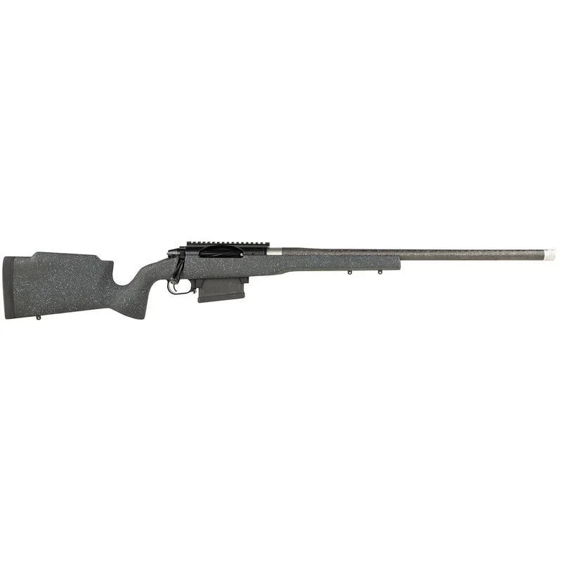 primary-464 Proof Elevation MTR 2.0 Rifle, right-side view with gray stock, black action and carbon-fiber barrel