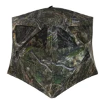 Ameristep Care Taker Wide Bottom Extreme Ground Blind, front view in Mossy Oak DNA camouflage