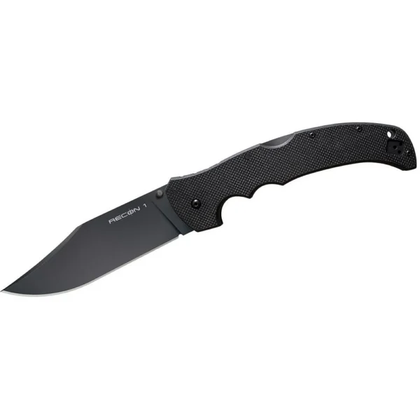 Cold Steel Recon XL Folding Knife, open side view with black clip-point blade and textured handle