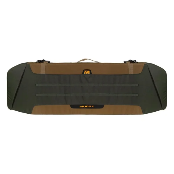 Gsm Muddy UTV Bow Rifle Case, peat moss green and brown soft case in front view