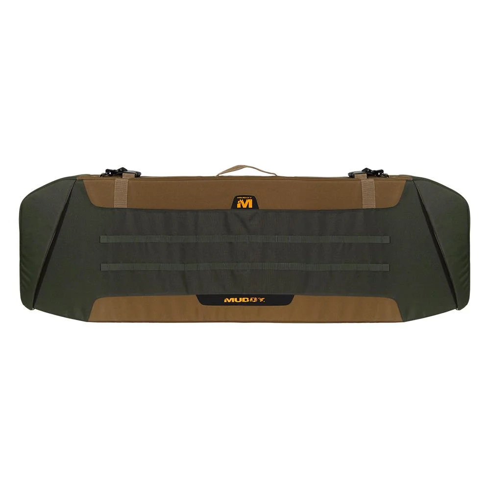 primary-46464 Gsm Muddy UTV Bow Rifle Case, peat moss green and brown soft case in front view