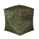Gsm Muddy Infinity Evo Ground Blind, front view in Mossy Oak Bottomland camouflage