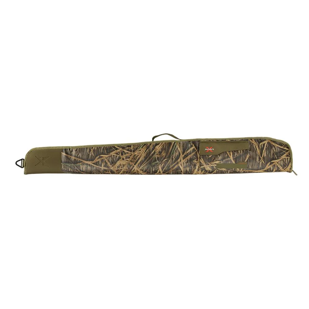 primary-46486 Avian-X Standard Floating Shotgun Case, camouflage side view with olive shoulder strap