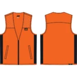 GSM Muddy DV8 Lightweight Hunting Vest, blaze orange front and back views