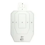 ALLEN EZ AIM COROPLAST IPSC white target, front view with outlined scoring zones