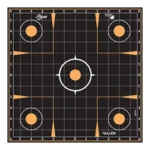 ALLEN EZ AIM 12X12 SIGHT-IN 5PK, black square target with grid and five orange bullseyes