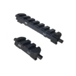 10 Ring Sylvan Arms 2 Piece QD Rail Combo Black, angled view of two black rail sections