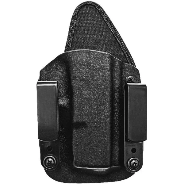 Tagua The Recruiter Hybrid IWB Kydex Holster, black front view with two belt clips