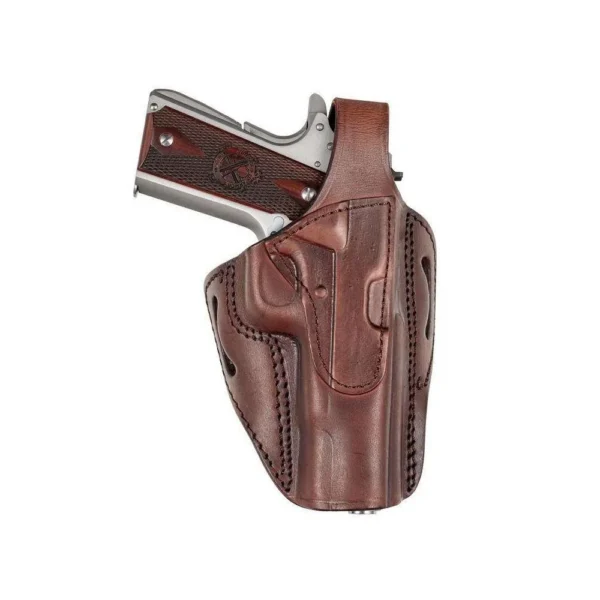Tagua TX 1836 Holster, brown right-hand leather holster with handgun partially visible