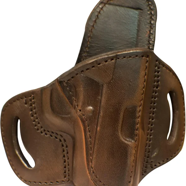 TX 1836 by Tagua, brown leather right-hand holster with belt slots, front view