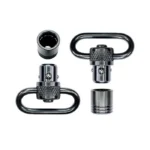 Grovtec Standard 1-inch Push Button Swivel Set with Bases, black top view with two swivels and bases