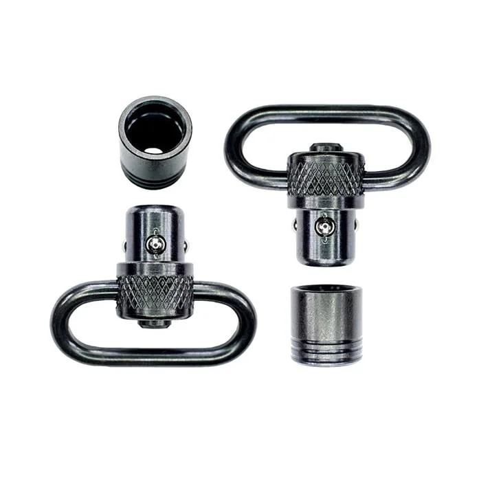 primary-46736 Grovtec Standard 1-inch Push Button Swivel Set with Bases, black top view with two swivels and bases