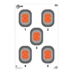 ALLEN EZAIM 5 SPOT TRGT, front view with five numbered orange and gray aiming points