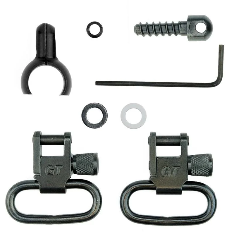 primary-46747 Grovtec Two Piece Barrel Band Swivel Sets, black swivels, bands, screws and hex key