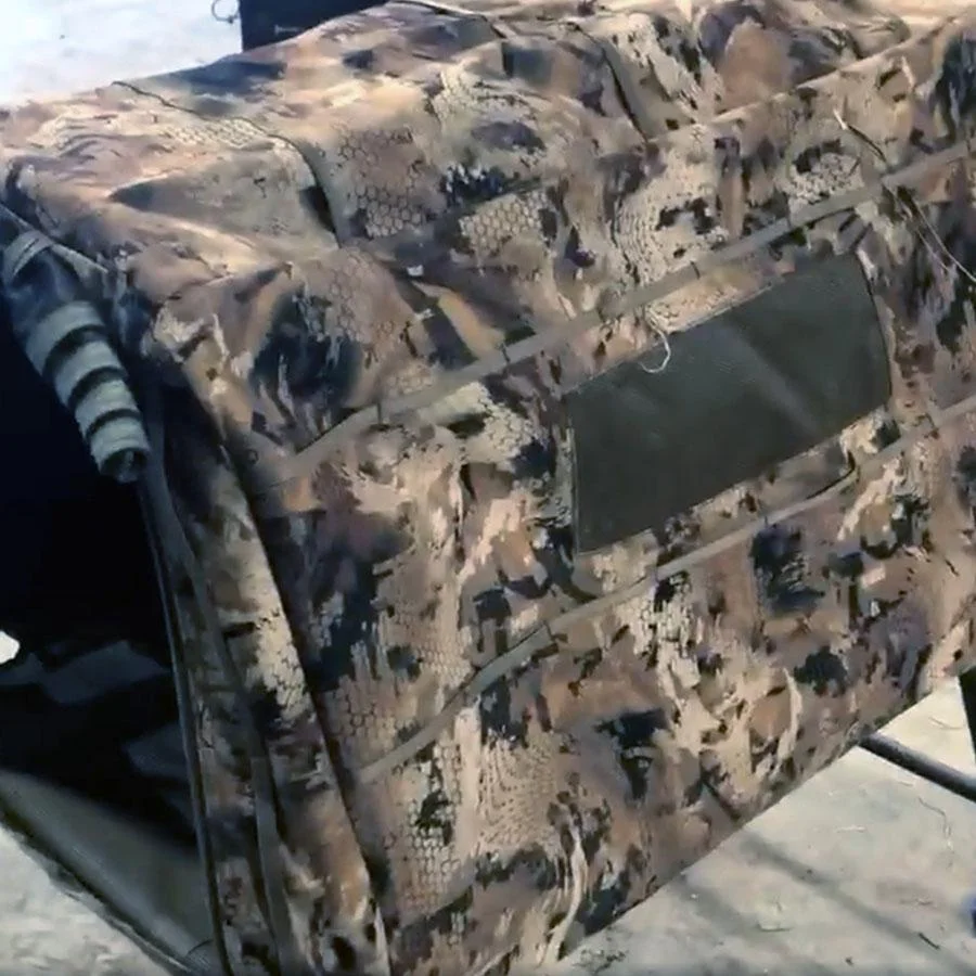 primary-46750 Higdon Outdoors MOmarsh Invisi-Lab Dog Blind in marsh camouflage, close side view