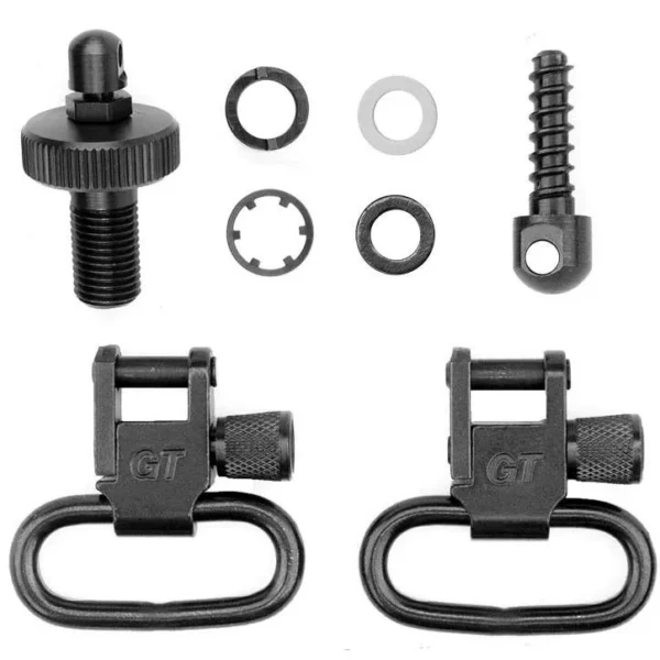 Grovtec Shotgun Locking Swivel Set for Mossberg 500, black swivels, studs and washers