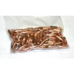 Hornady Traditional FMJ Rifle Bullets, copper-colored bullets in a clear plastic bag, front view