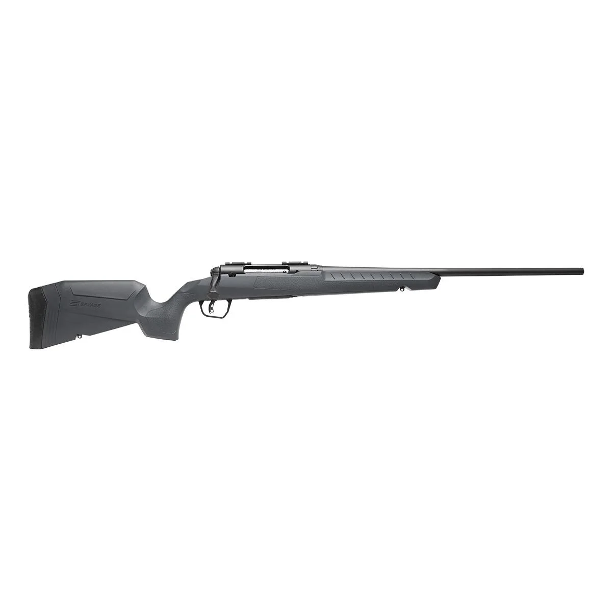 primary-46849 Savage AXIS 2 Gray Left Hand Rifle, left-side view with gray stock and black barrel