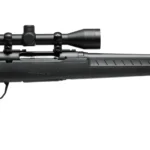 Savage Arms SAV AXIS XP CMPCT, right-side view of black rifle with mounted scope