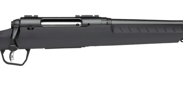 Savage Arms SAV AXIS 2 gray bolt-action rifle, left-side view with black barrel and stock