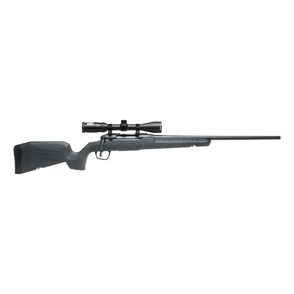 primary-46860 Savage Arms SAV AXIS 2 XP 400LEG, gray right-side rifle with black barrel and mounted scope