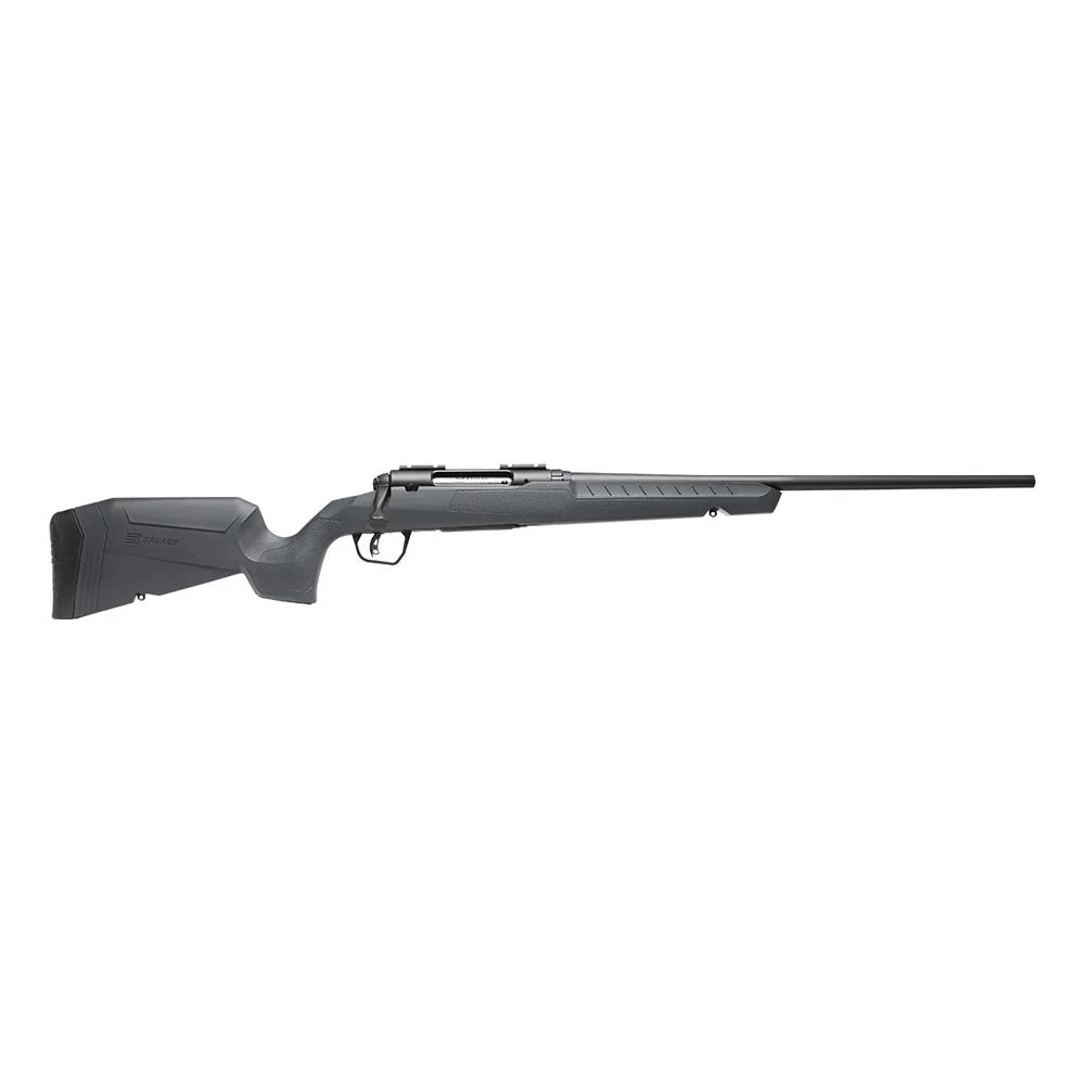 primary-46861 Savage Arms Axis 2 Compact Rifle, right-side view with grey stock and black barrel