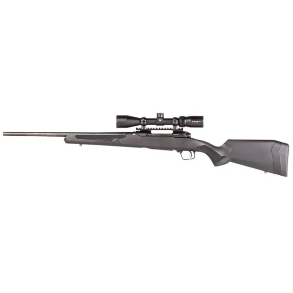 Savage Arms 110 Apex Hunter XP Rifle right-side view with black barrel, grey stock and scope
