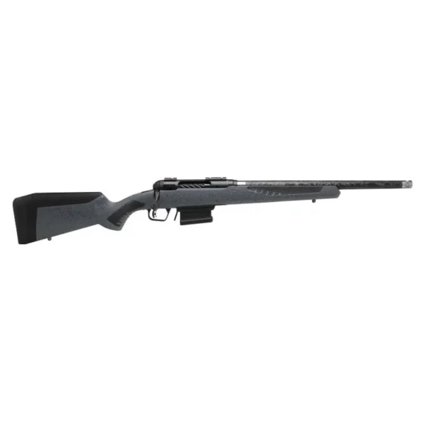 Savage Arms SAV 110 CRBN PREDTOR, right-side view with black stock, scope and long barrel