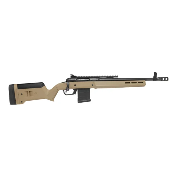 Savage Arms SAV 110 Magpul Scout FDE right-side view with black magazine, rail and iron sights