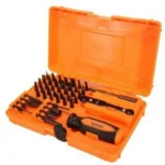 Lyman Master Gunsmith Tool Kit, open orange case with driver, bits and tools arranged inside
