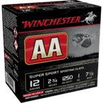 Winchester Ammunition WIN AA SPRT SC, black and red ammunition box shown from front and side