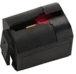 Savage B.MAG Rotary Rifle Magazine, angled view of black rotary magazine with red follower