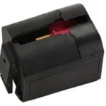 Savage B.MAG Rotary Rifle Magazine, angled view of black rotary magazine with red follower