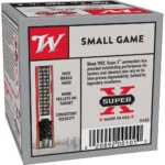 Winchester Super-X High-Brass Shotshells, gray and red Small Game box in rear angled view