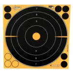ALLEN EZ AIM 8 INCH BULLSEYE 6PK orange and black square target, front view